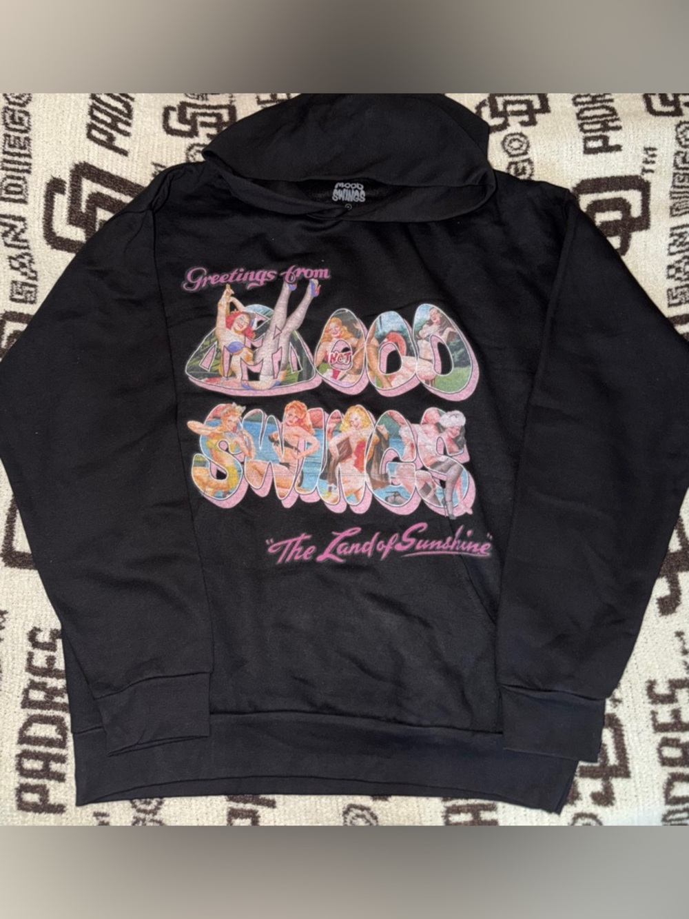 MOOD SWINGS NOT IN THE MOOD BLACK ‘ GREETINGS ‘ HOODIE PLAYBOY LIKE SIZE XL MENS